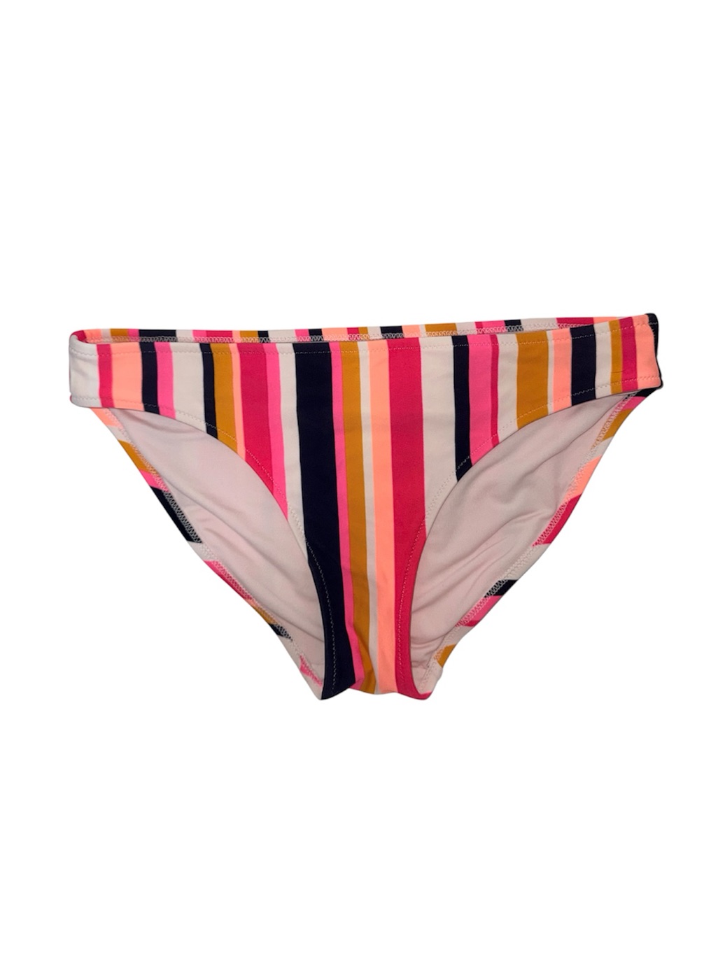 Aerie Pink Multi Striped Bikini Bottom Low Rise Full Coverage Vibrant Medium